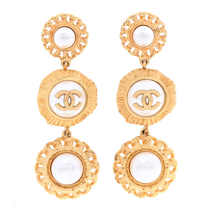 Chanel Pearl CC Drop Earrings Gold 1 of 4