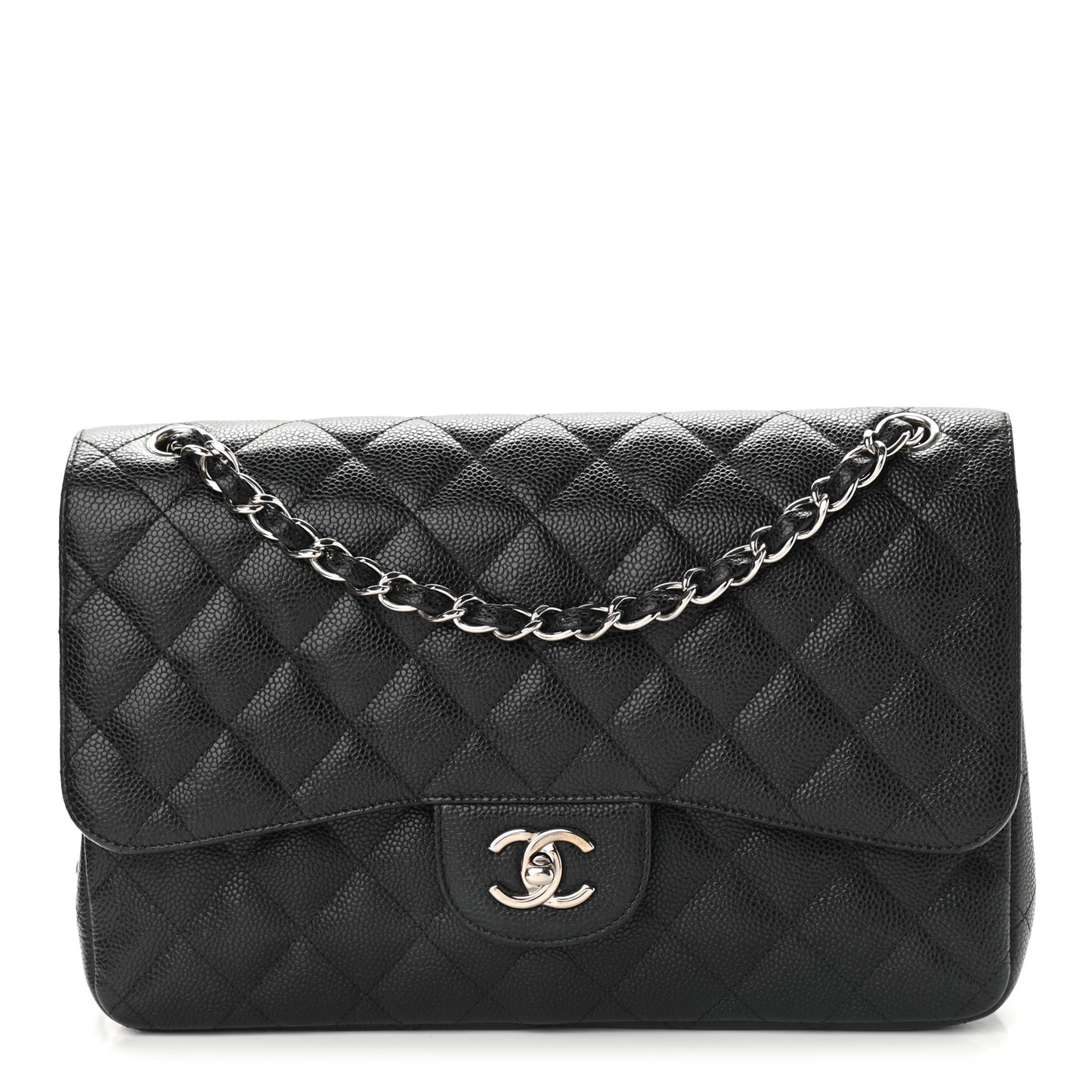 Caviar Quilted Jumbo Double Flap Black