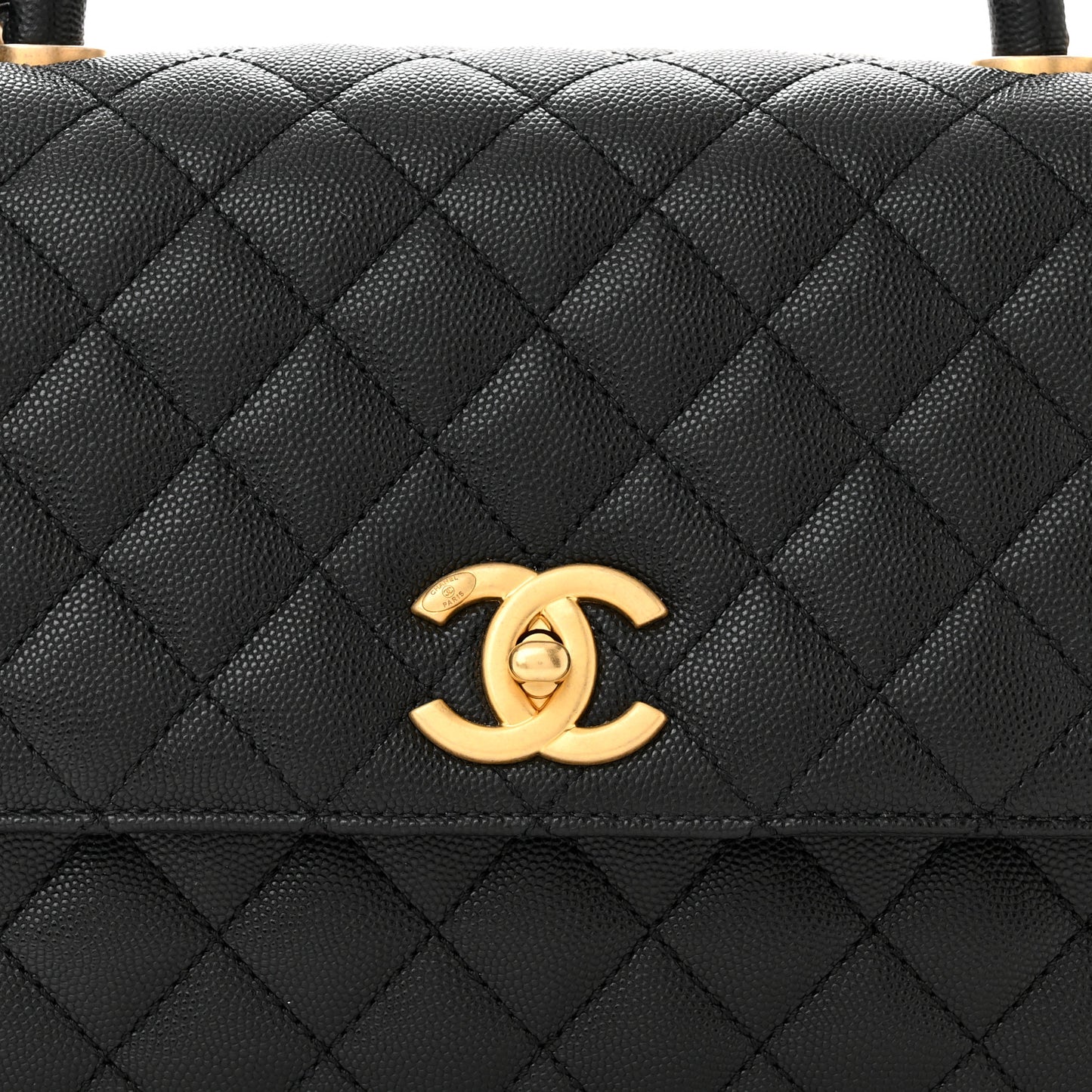 Caviar Quilted Small Coco Chain Handle Flap Black