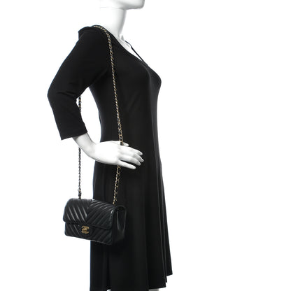 Chanel Lambskin Chevron Quilted Mini Rectangular Flap Black 2 of 12