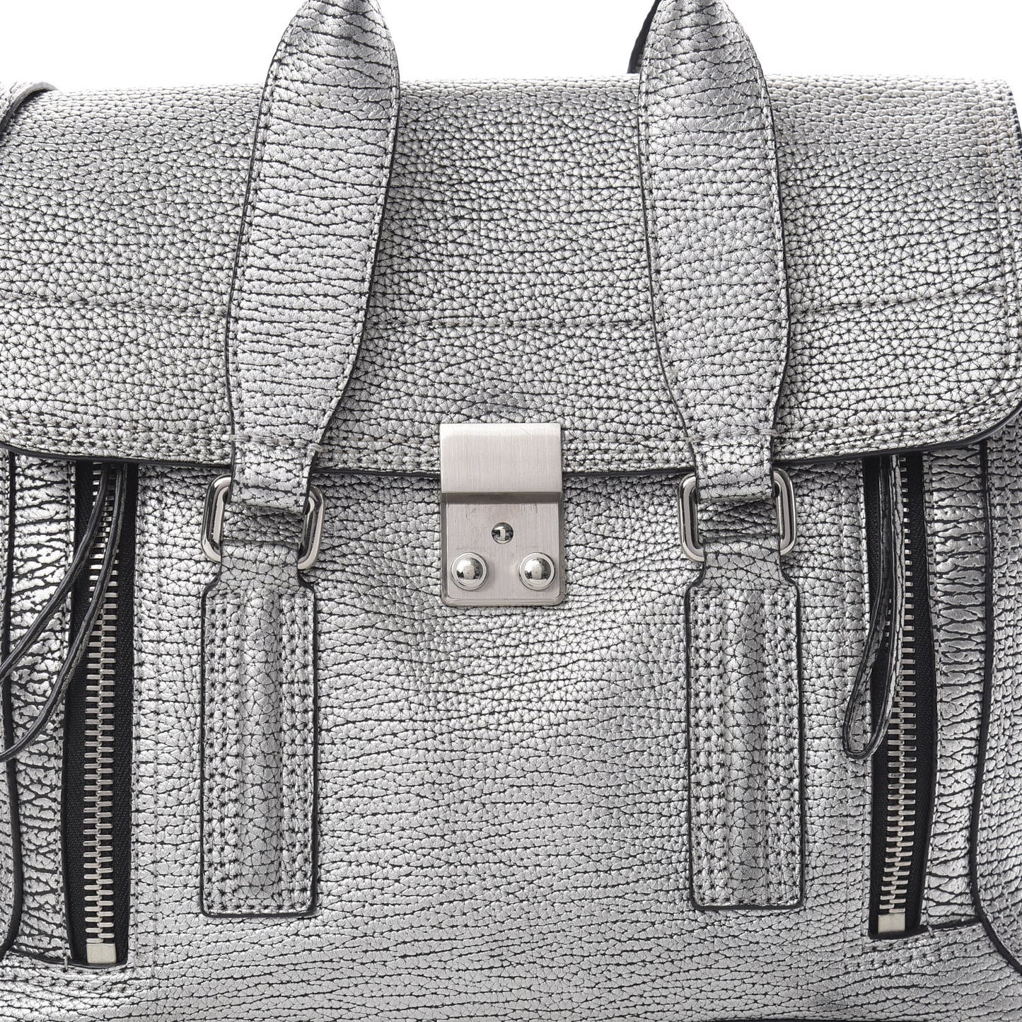 3.1 Textured Calfskin Medium Pashli Satchel Silver