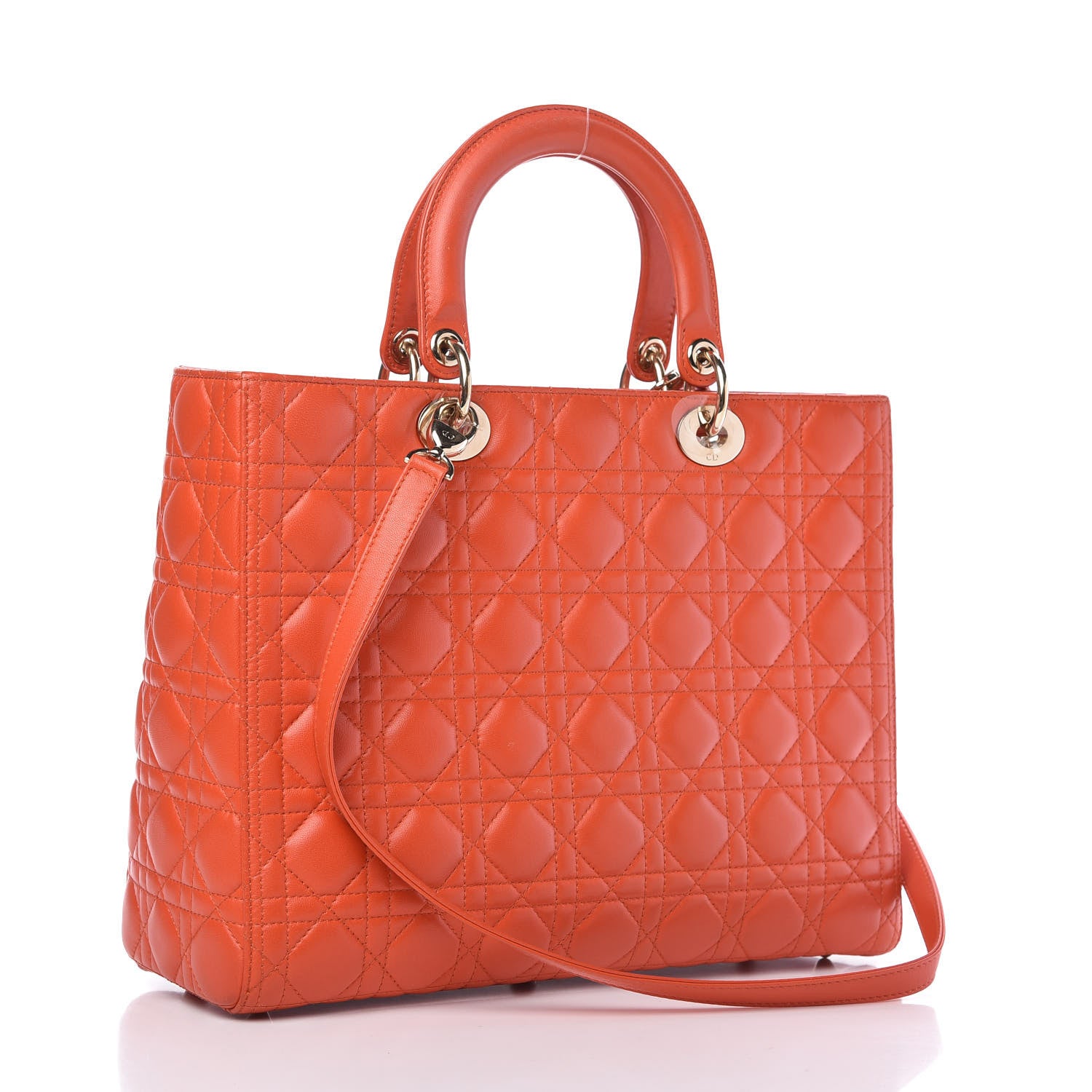 Christian Dior Lambskin Cannage Large Lady Dior Orange 3 of 10