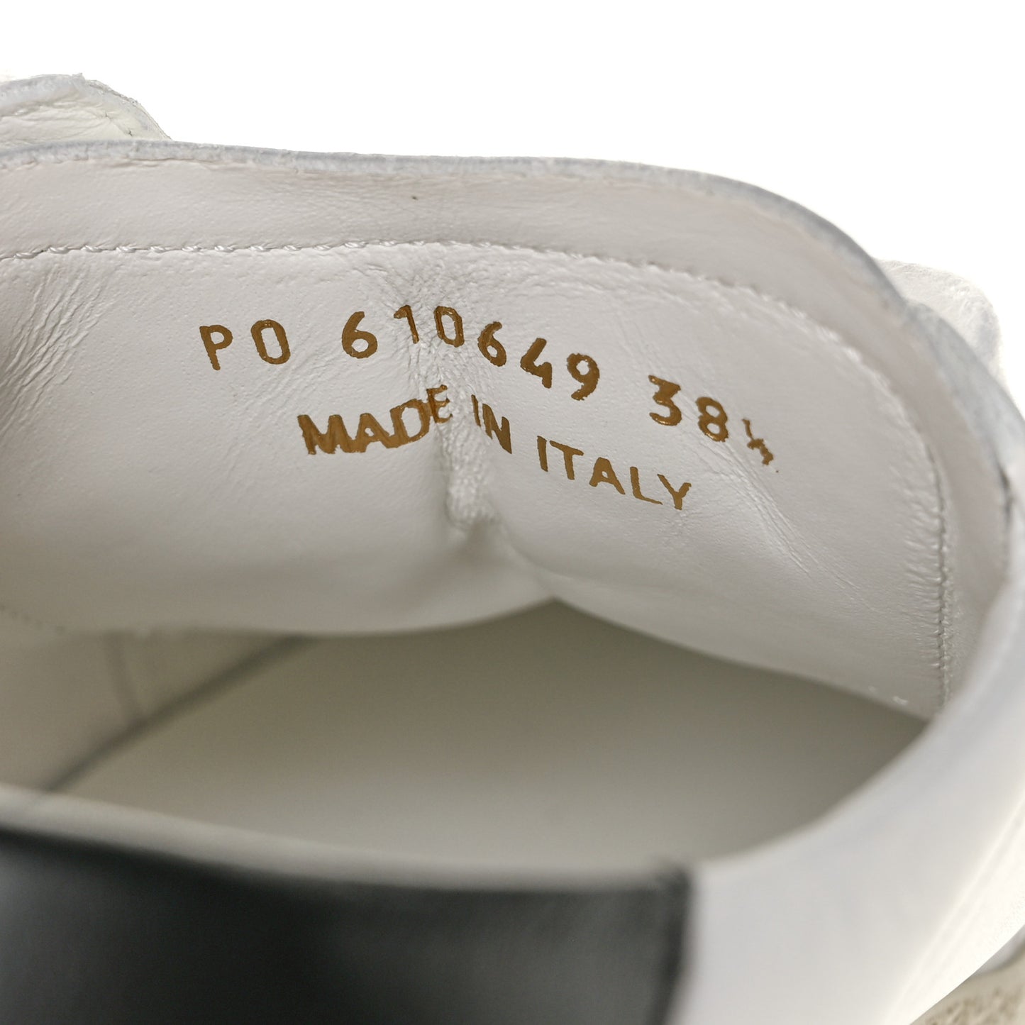 Calfskin Embroidered Court Classic Sneakers 38.5 White Black