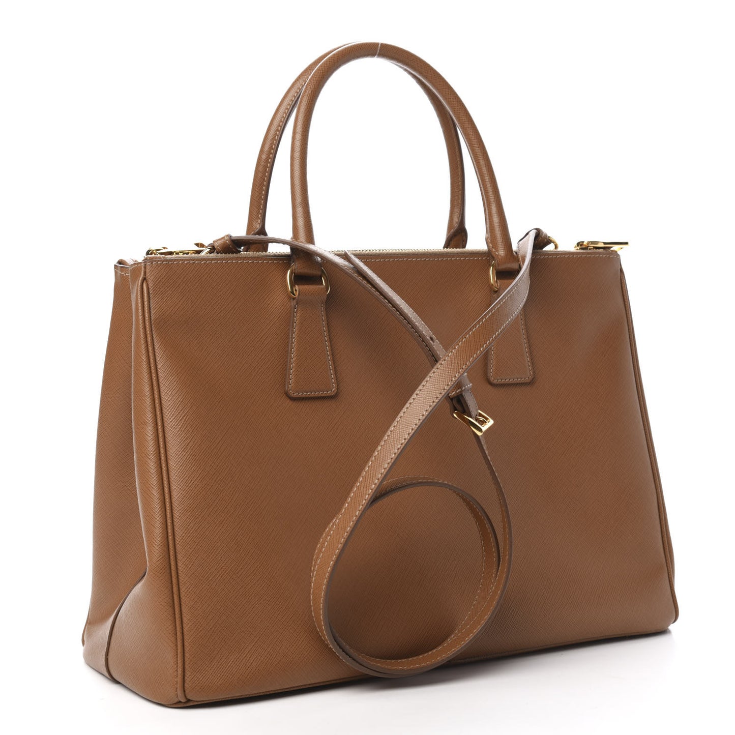Saffiano Galleria Front Pocket Tote Caramel