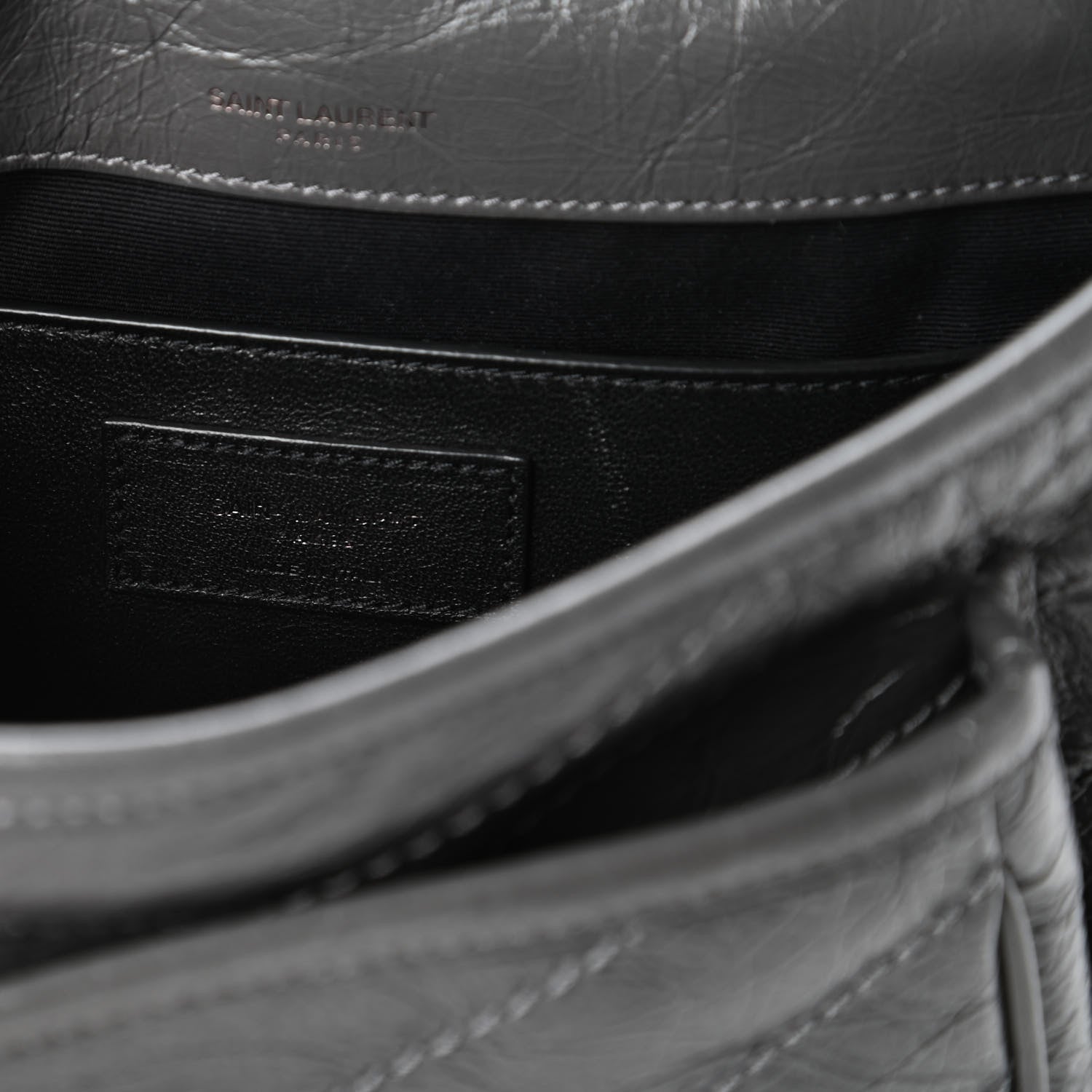 Saint Laurent Crinkled Calfskin Matelasse Monogram Baby Niki Chain Satchel Storm 8 of 11