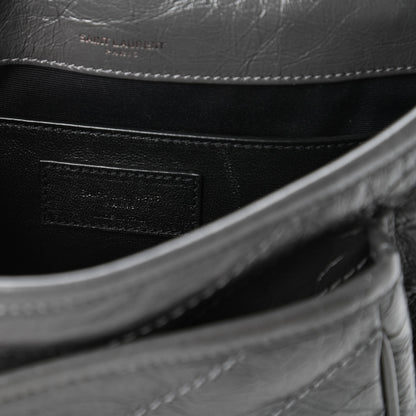 Saint Laurent Crinkled Calfskin Matelasse Monogram Baby Niki Chain Satchel Storm 8 of 11