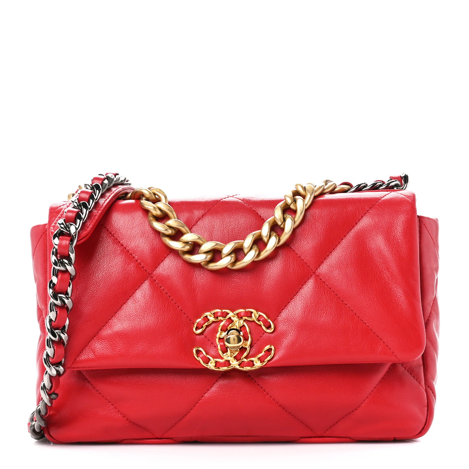 Chanel Goatskin Quilted Medium Chanel 19 Flap Red 1 of 10