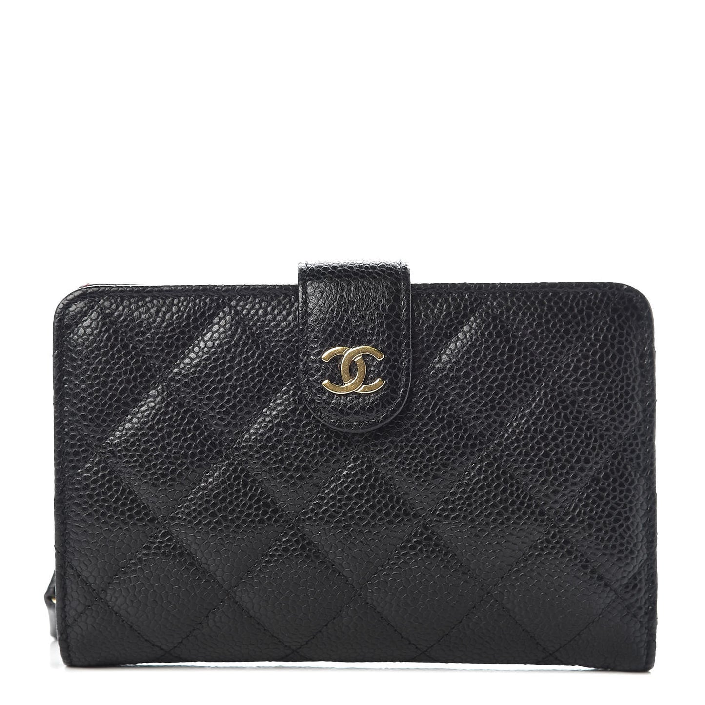 Caviar Quilted Zipped Pocket Wallet Black