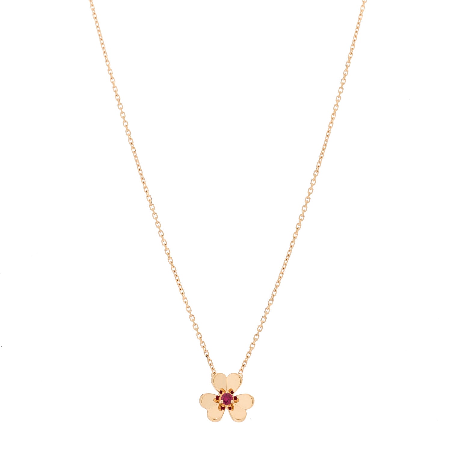 Van Cleef & Arpels 18K Rose Gold Ruby Mini Frivole Pendant Necklace 1 of 5