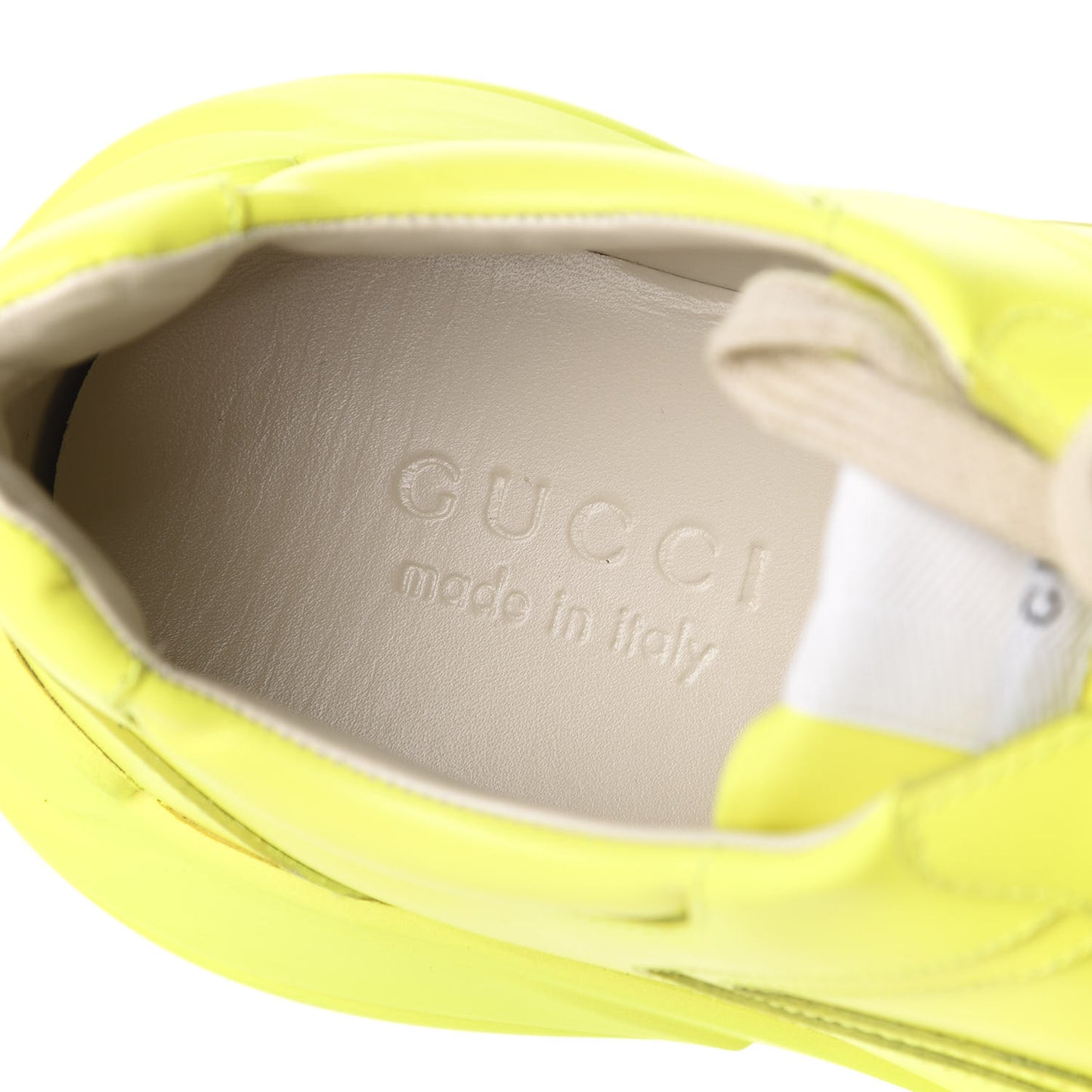 Calfskin Mens Rhyton Sneakers 8 Yellow Fluo
