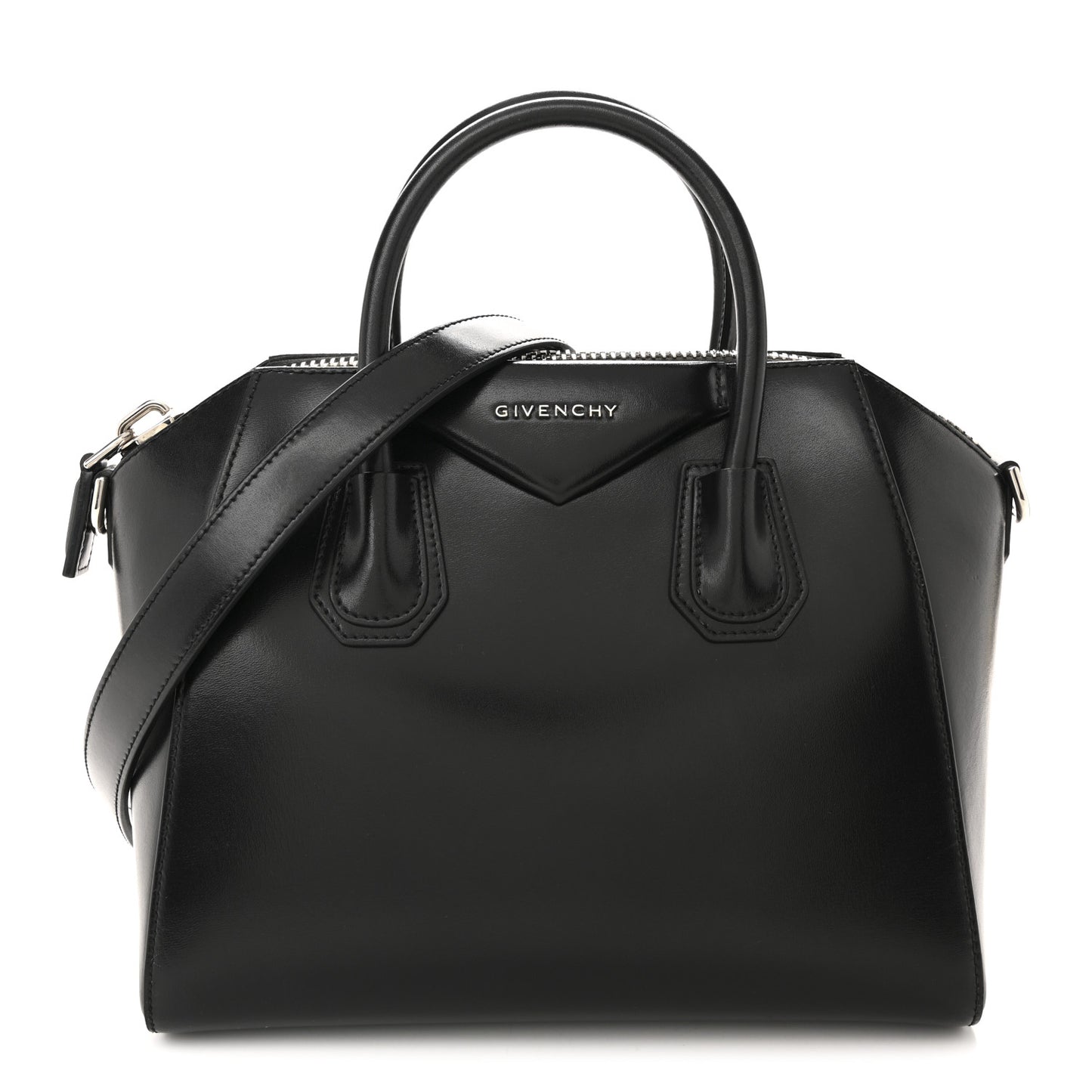 Shiny Lord Calfskin Small Antigona Black