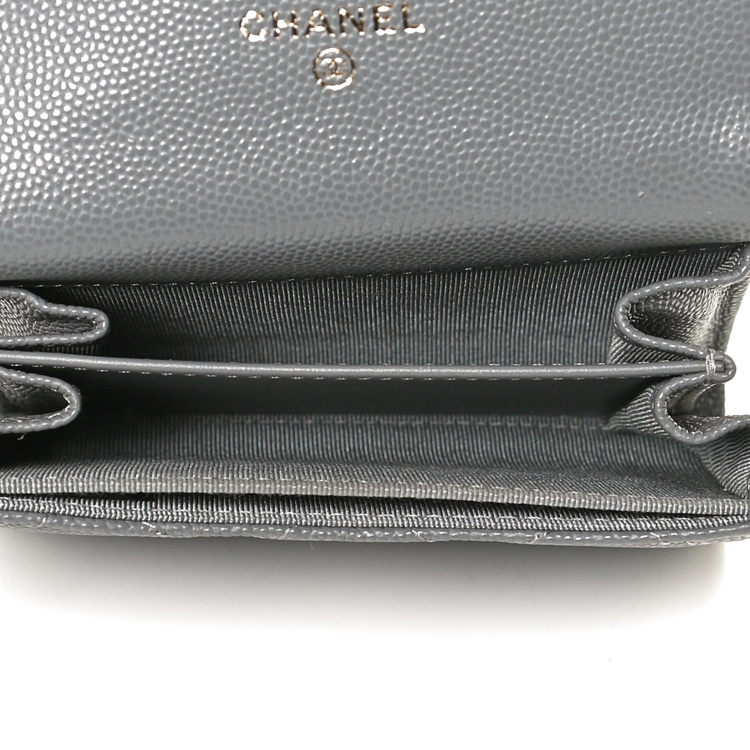 Chanel Caviar Quilted Flap Card Holder Wallet Dark Grey 5 of 10