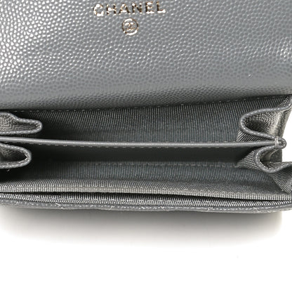 Chanel Caviar Quilted Flap Card Holder Wallet Dark Grey 5 of 10