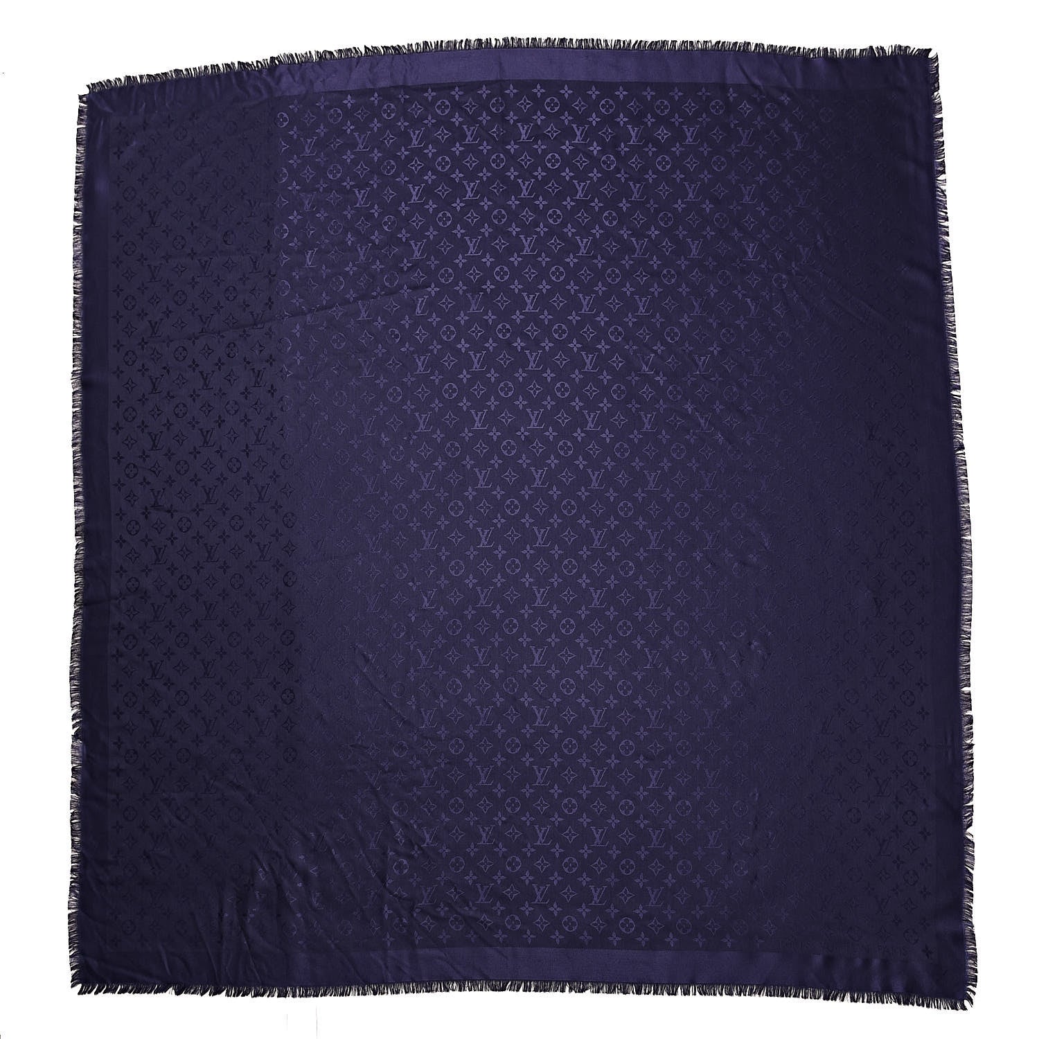 Louis Vuitton Silk Wool Monogram Shawl Night Blue 1 of 6