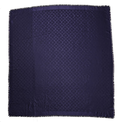 Louis Vuitton Silk Wool Monogram Shawl Night Blue 1 of 6