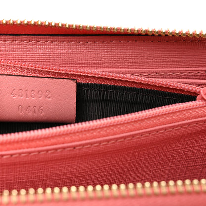Gucci GG Supreme Monogram Embroidered Face Zip Around Wallet Pink 7 of 8