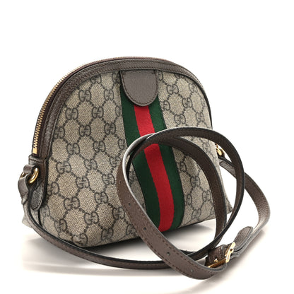 Gucci GG Supreme Monogram Textured Dollar Calfskin Web Small Ophidia Dome Shoulder Bag Beige Ebony New Acero 3 of 9