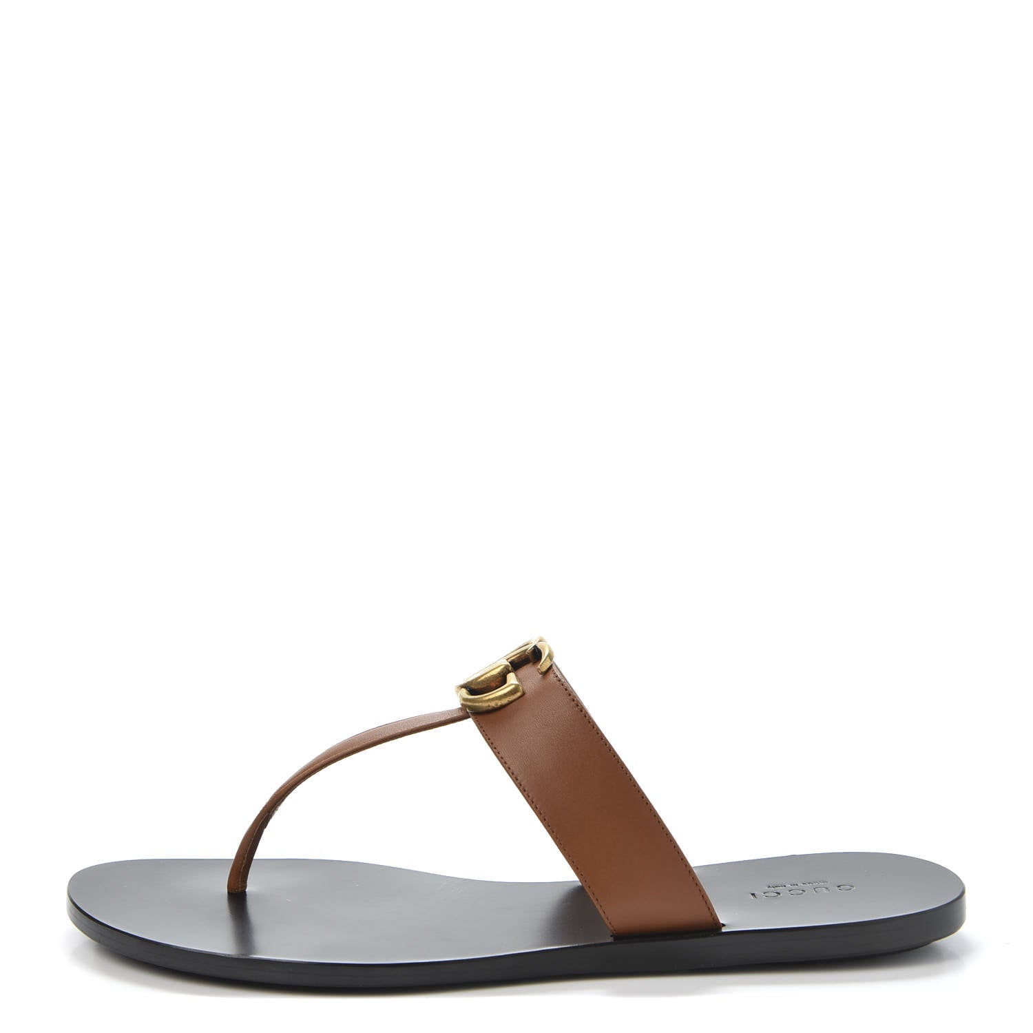 Gucci Calfskin GG Marmont Thong Sandals 39 Cognac 1 of 9