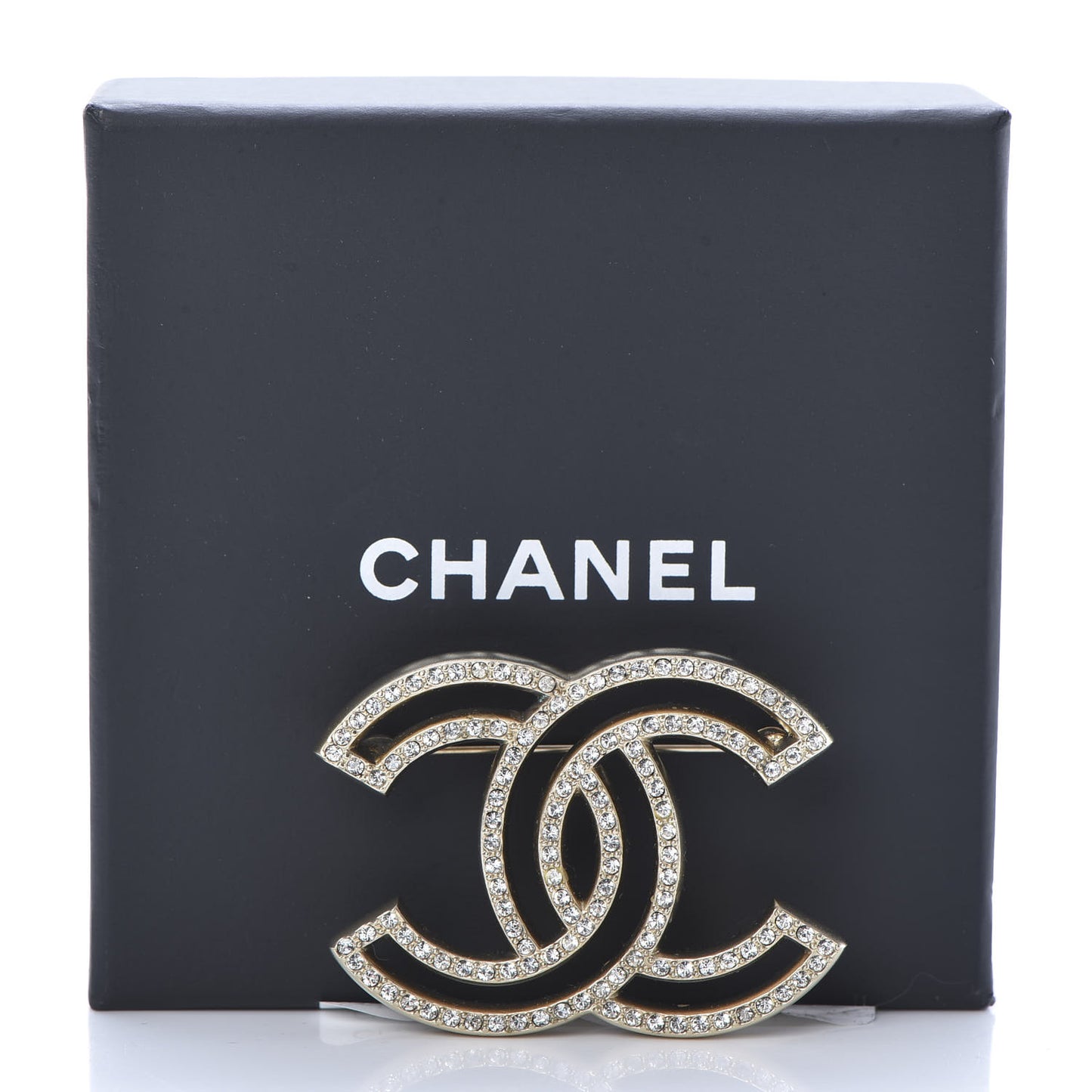 Crystal CC Brooch Gold
