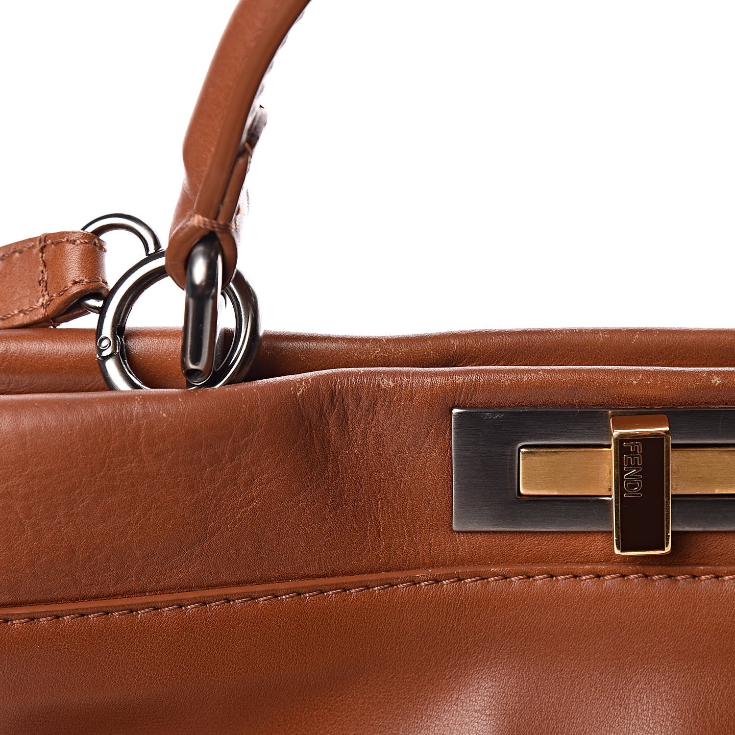 Fendi Vitello Suede Medium Peekaboo Iconic Satchel Cuoio Rame Moro 19 of 22
