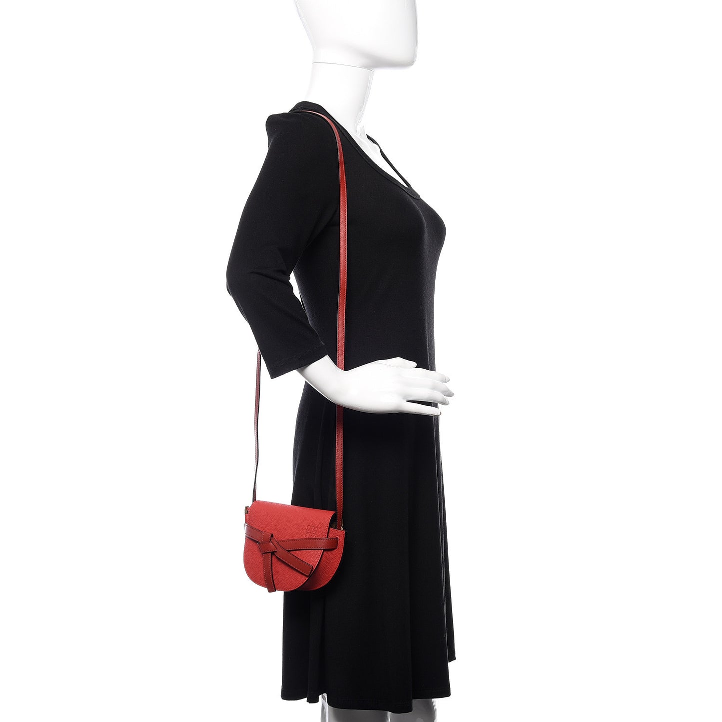 Grained Calfskin Mini Gate Crossbody Bag Scarlet Burnt Red