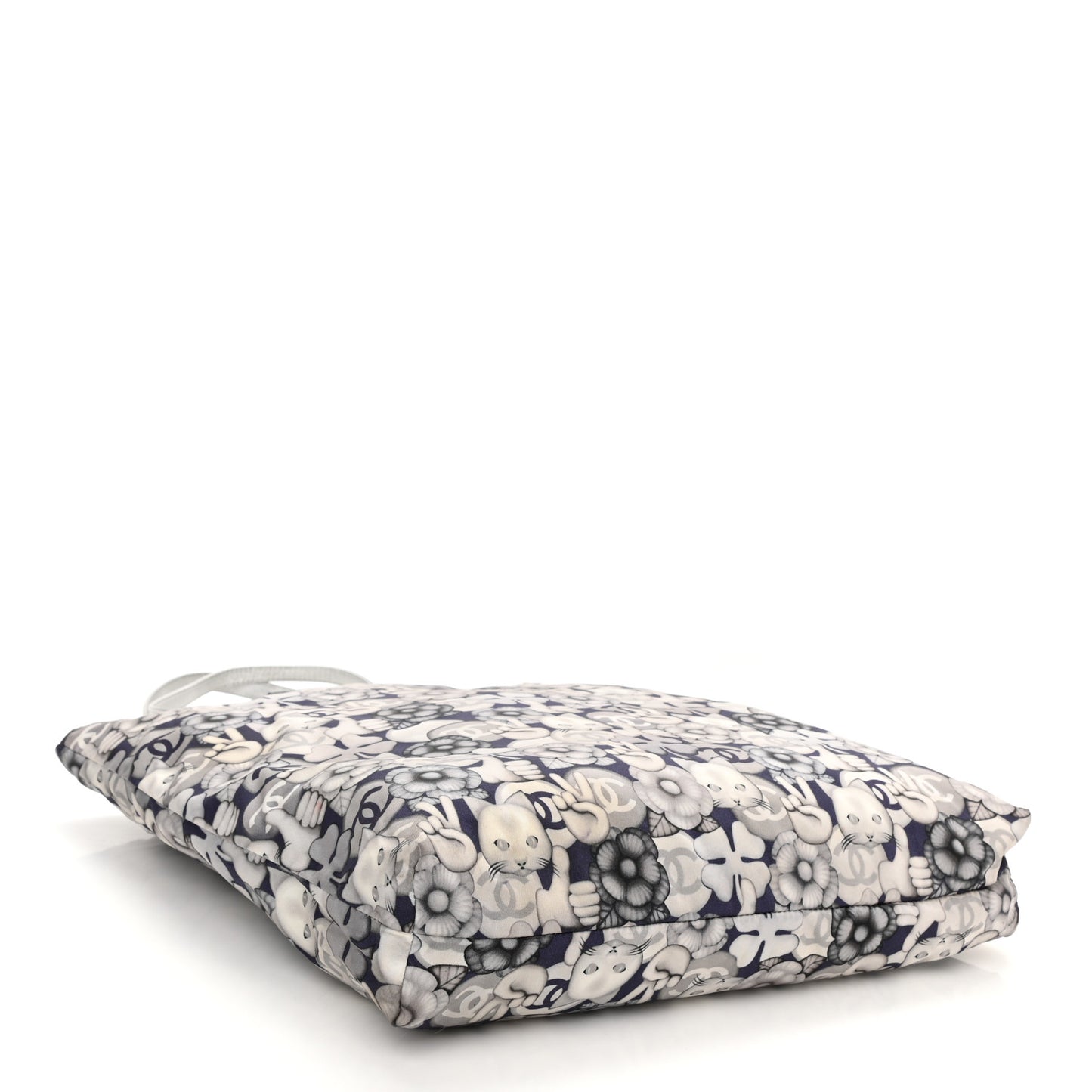 Nylon Cat Emoticon Tote Navy Silver