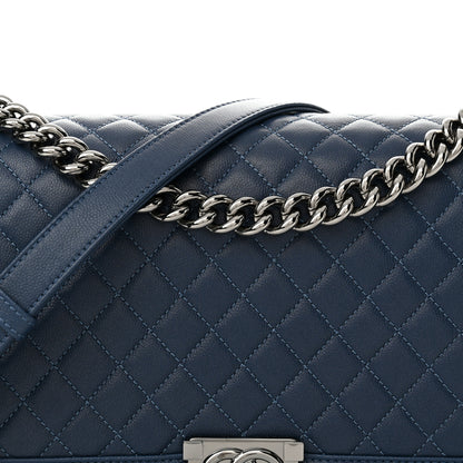 Chanel Caviar Quilted New Medium Boy Flap Blue 8 of 11