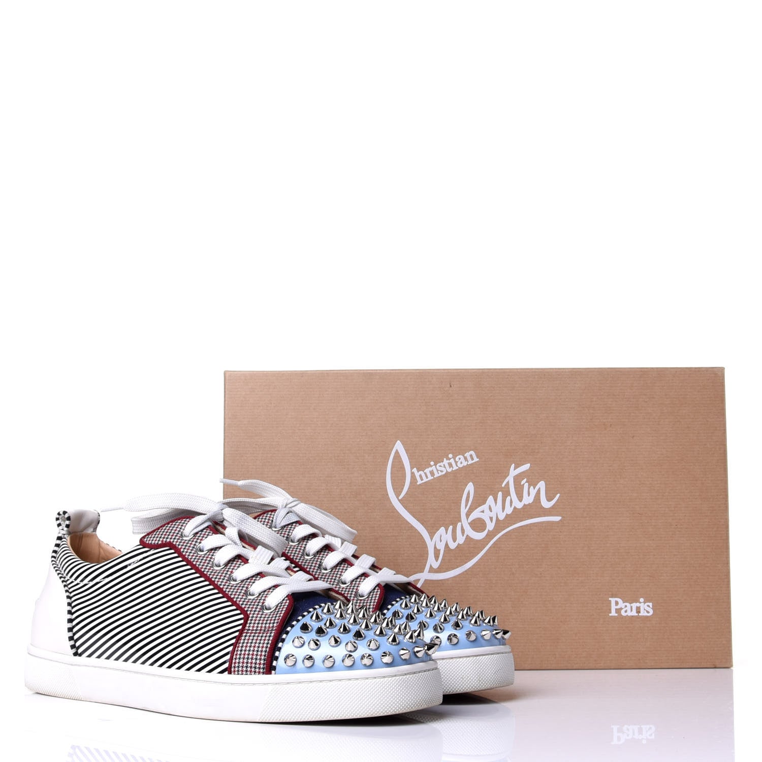 Christian Louboutin Denim Nappa Mens Louis Junior Spikes Orlato Flat Sneakers 42 Multicolor 11 of 11