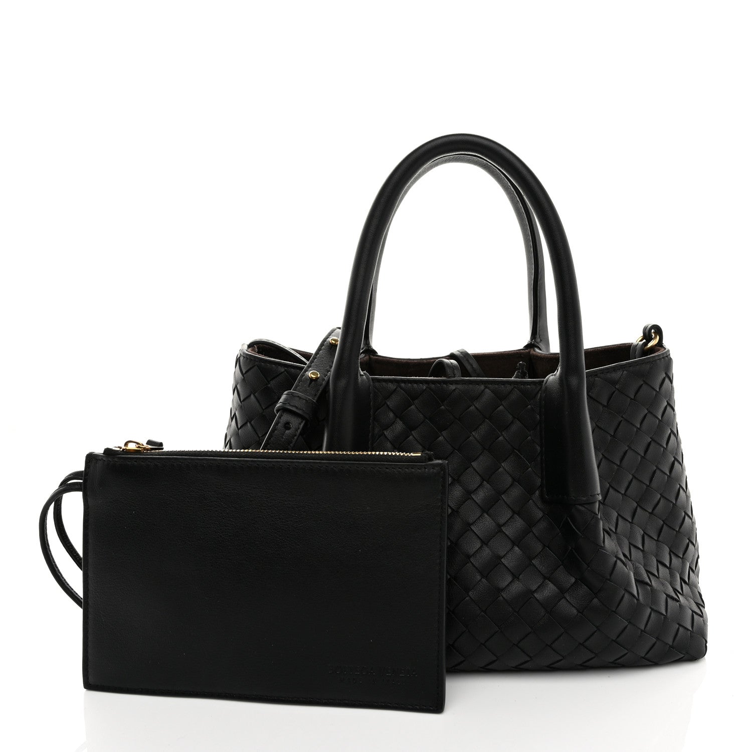 Bottega Veneta Calfskin Intrecciato Small Pinacoteca Tote Black Fondant 3 of 10
