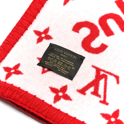 Louis Vuitton X SUPREME Wool Cashmere LV Blanket Red White 3 of 3