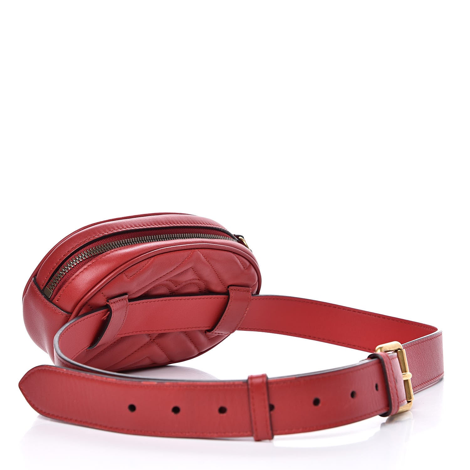 Gucci Calfskin Matelasse GG Marmont Belt Bag 95 38 Hibiscus Red 3 of 11