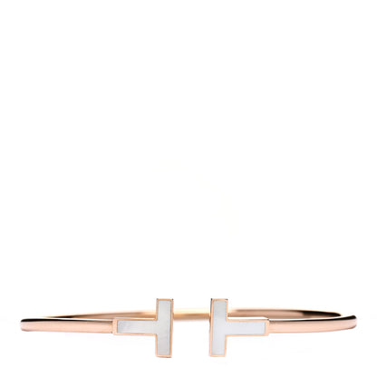 Tiffany 18K Rose Gold Mother of Pearl T Wire Bracelet 1 of 3