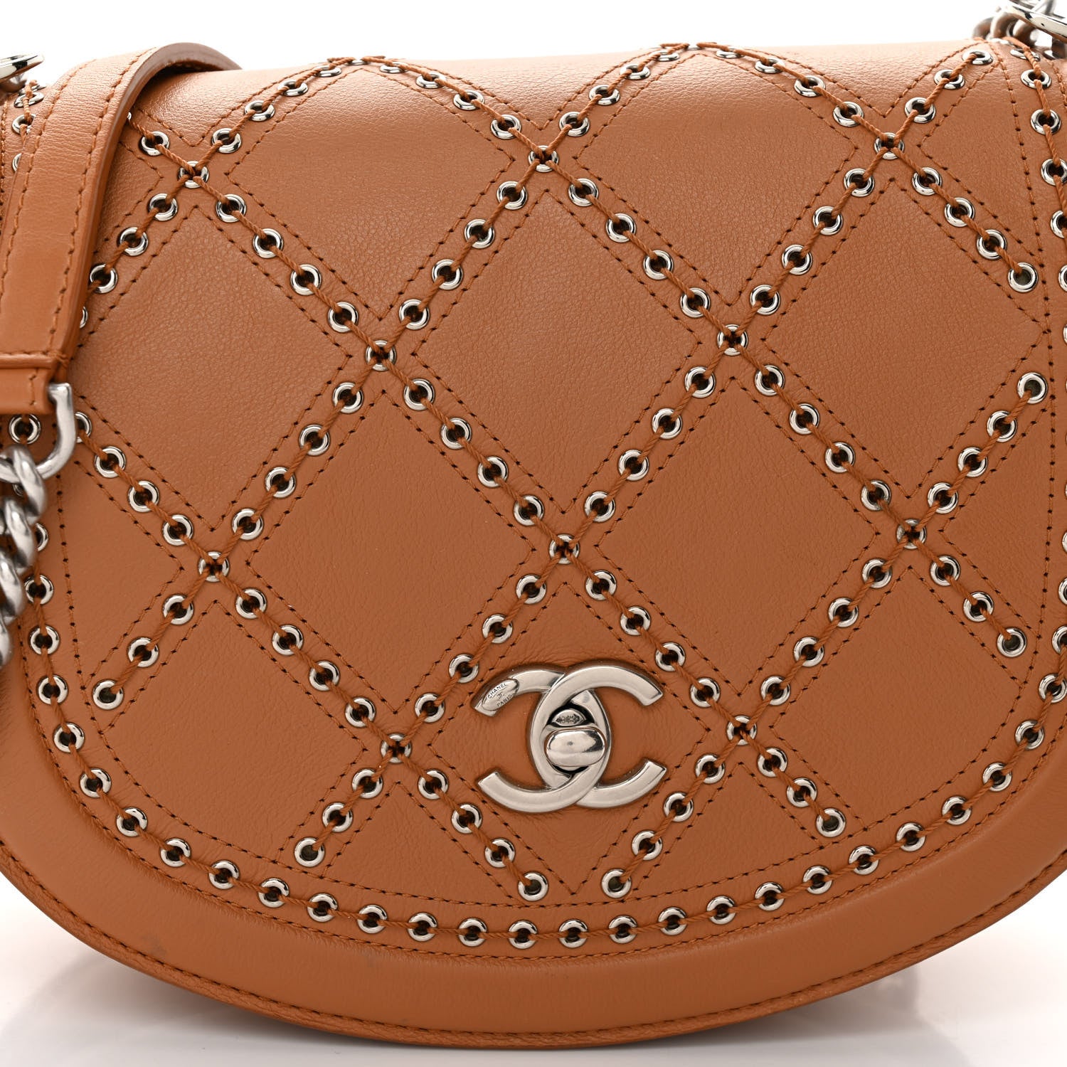 Chanel Calfskin Coco Eyelets Small Flap Bag Camel 8 of 10
