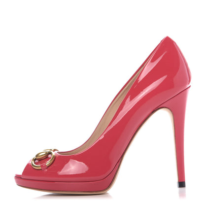 Gucci Patent Horsebit Peep Toe Pumps 35 Pink 1 of 11