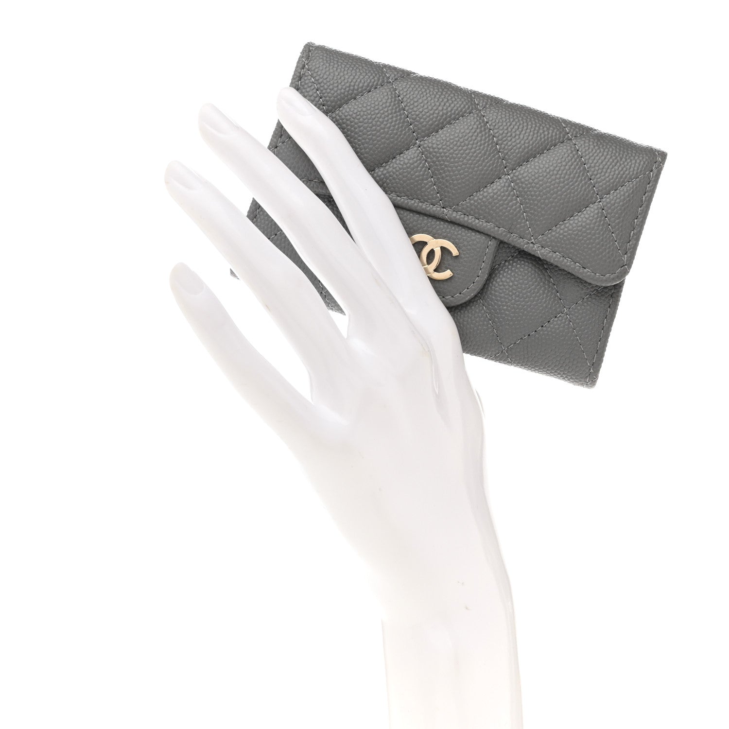 Chanel Caviar Quilted Flap Card Holder Wallet Grey 2 of 10