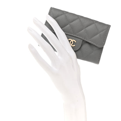 Chanel Caviar Quilted Flap Card Holder Wallet Grey 2 of 10