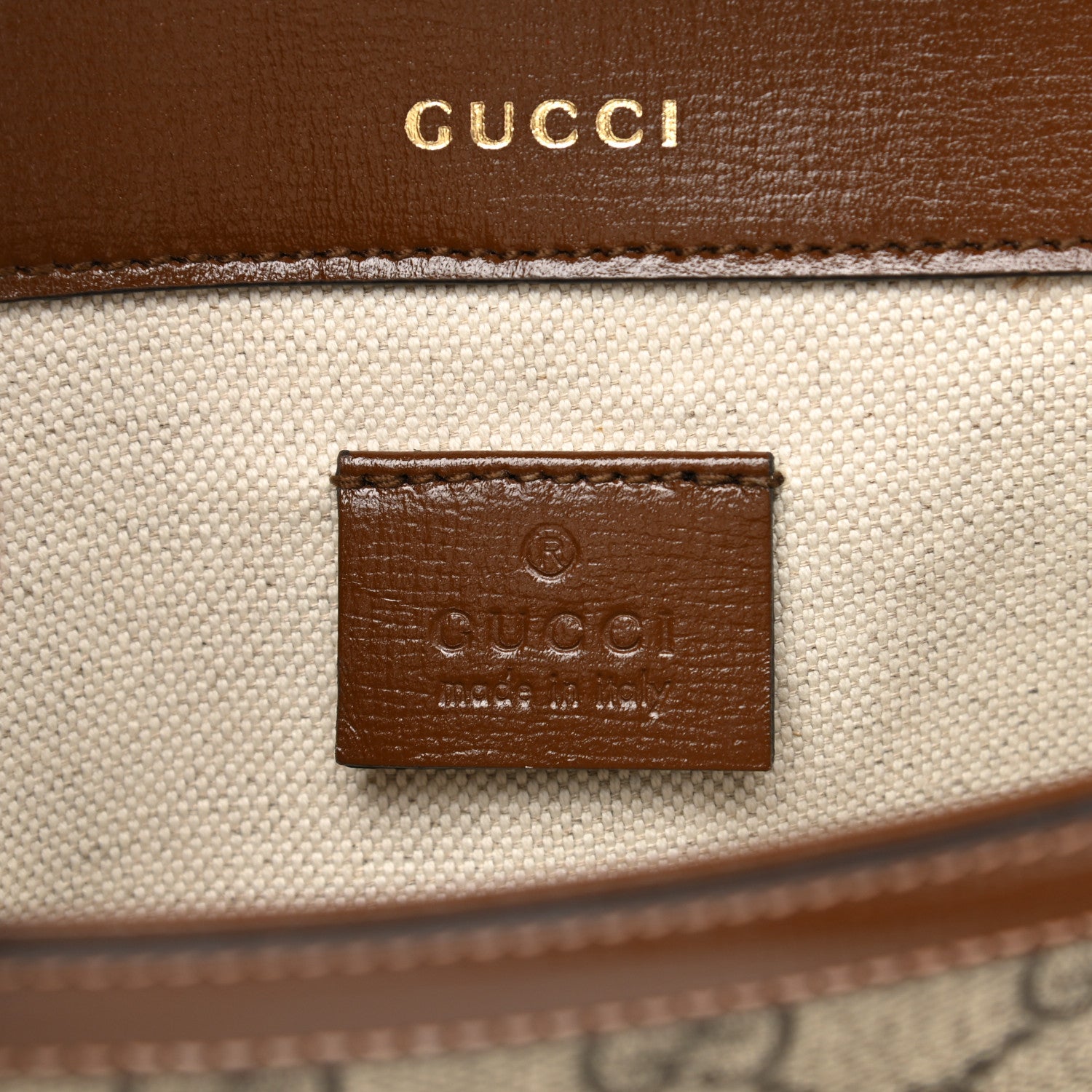 Gucci GG Supreme Monogram Web Mini Horsebit 1955 Shoulder Bag Beige Brown Sugar 6 of 10