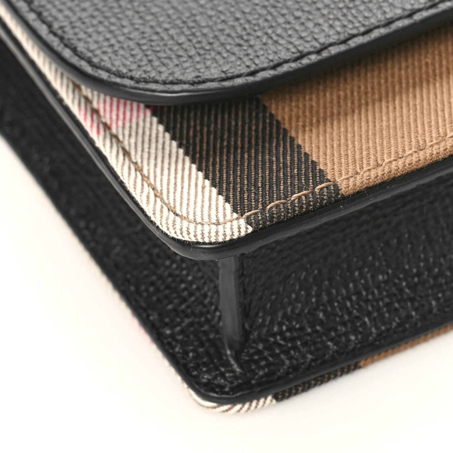 Grained Calfskin House Check Tartan Mix Hampshire Wallet On Chain Black