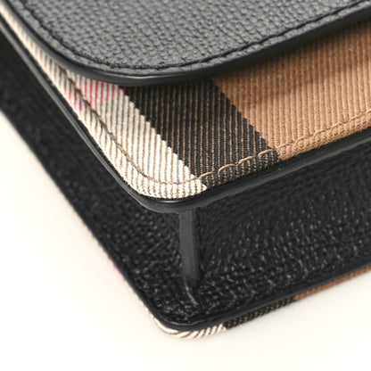 Burberry Grained Calfskin House Check Tartan Mix Hampshire Wallet On Chain Black 7 of 8
