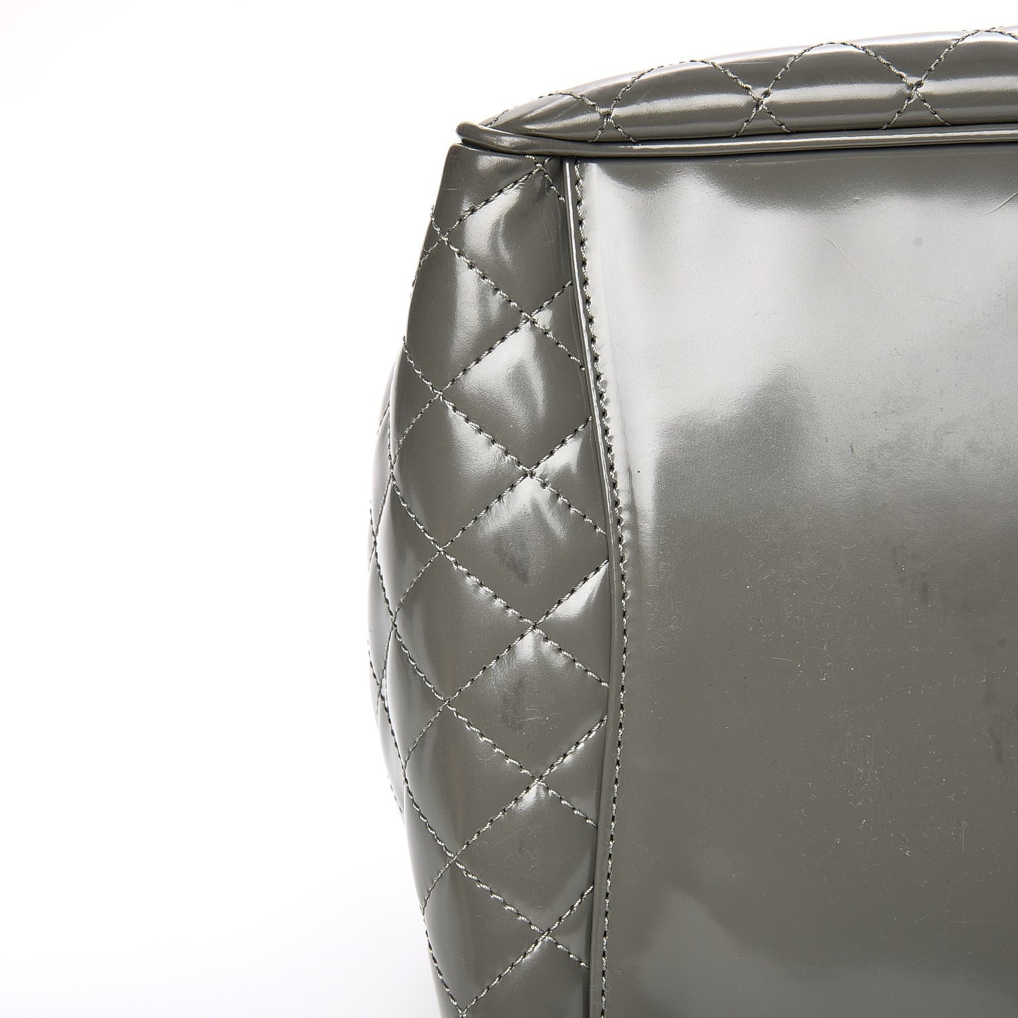 Glazed Calfskin Mademoiselle Lock Kelly Flap Bag Grey