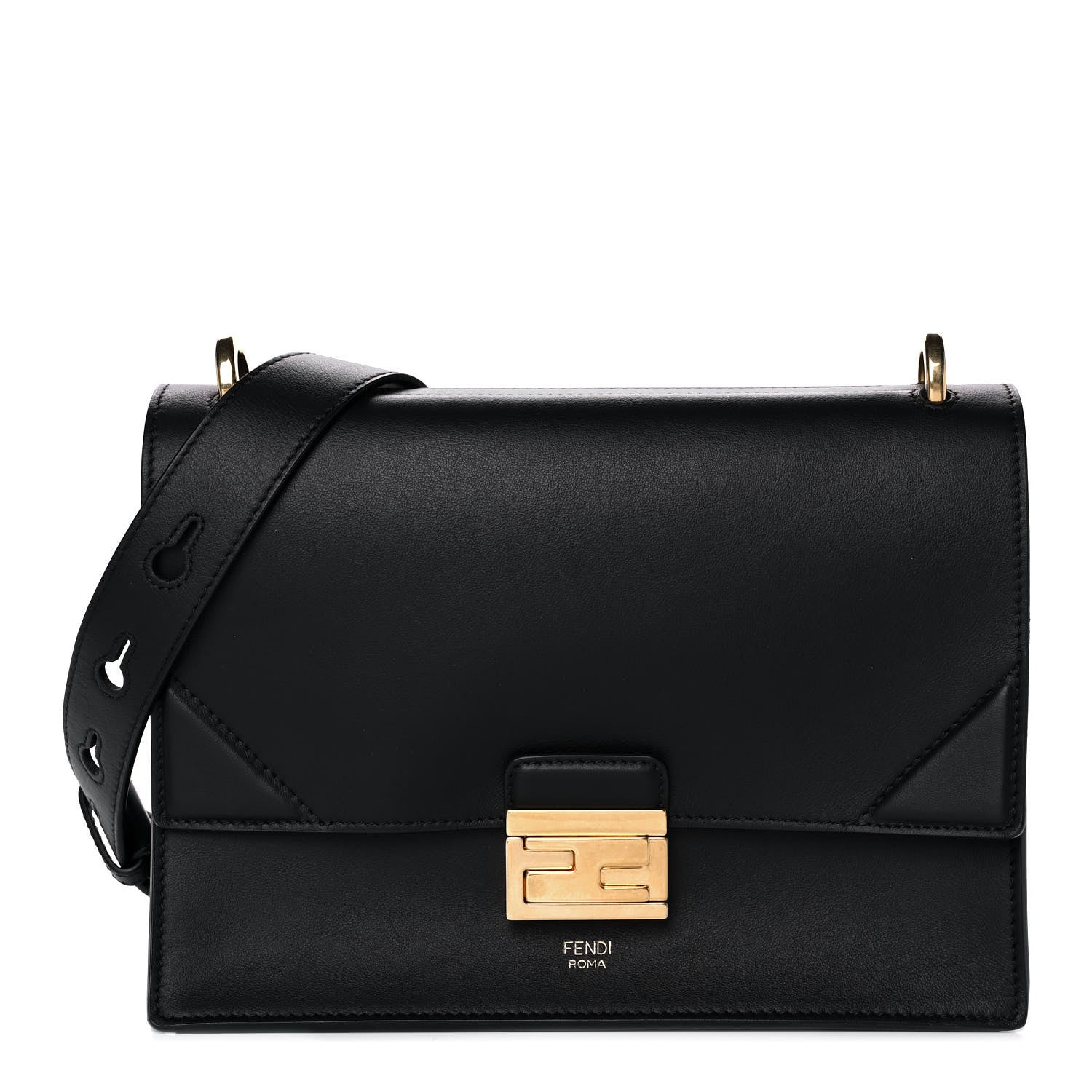 Fendi Vitello Grace Matte Kan U Shoulder Bag Black 1 of 16