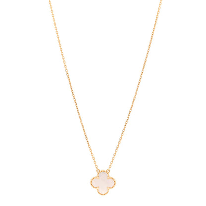 Van Cleef & Arpels 18K Yellow Gold Mother of Pearl Vintage Alhambra Pendant Necklace 1 of 6