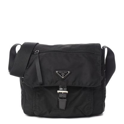 Prada Tessuto Nylon Single Buckle Messenger Bag Black 1 of 12