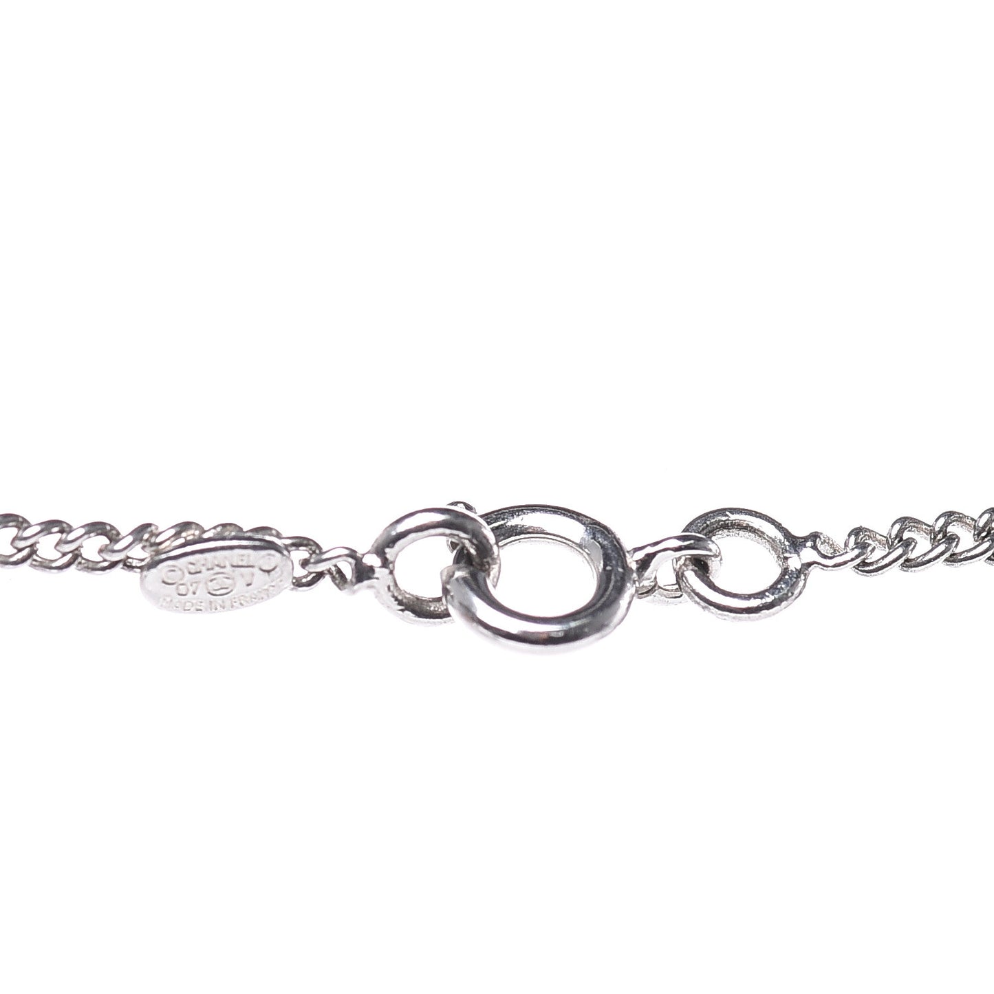 Enamel CC Necklace Silver Black