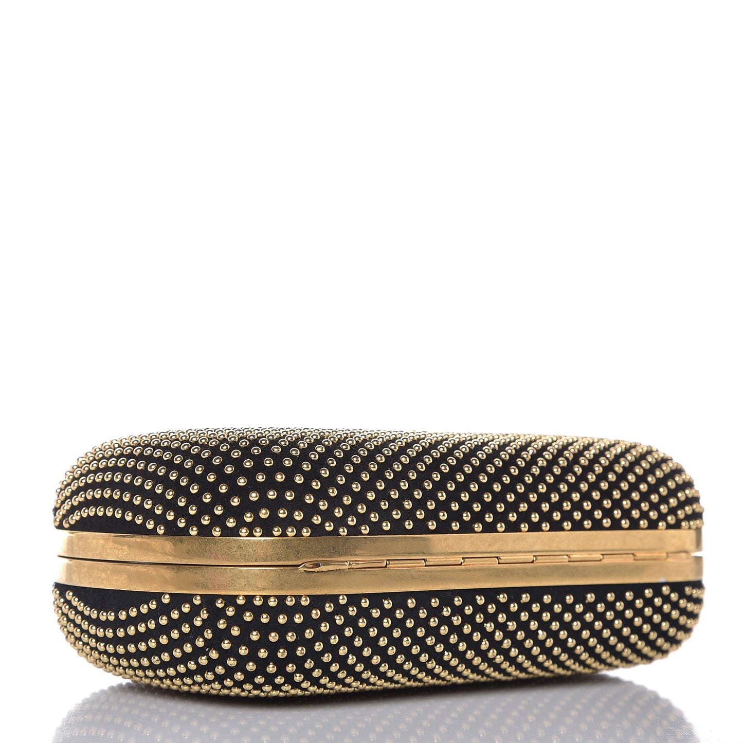 Suede Studded Skull Box Clutch Black