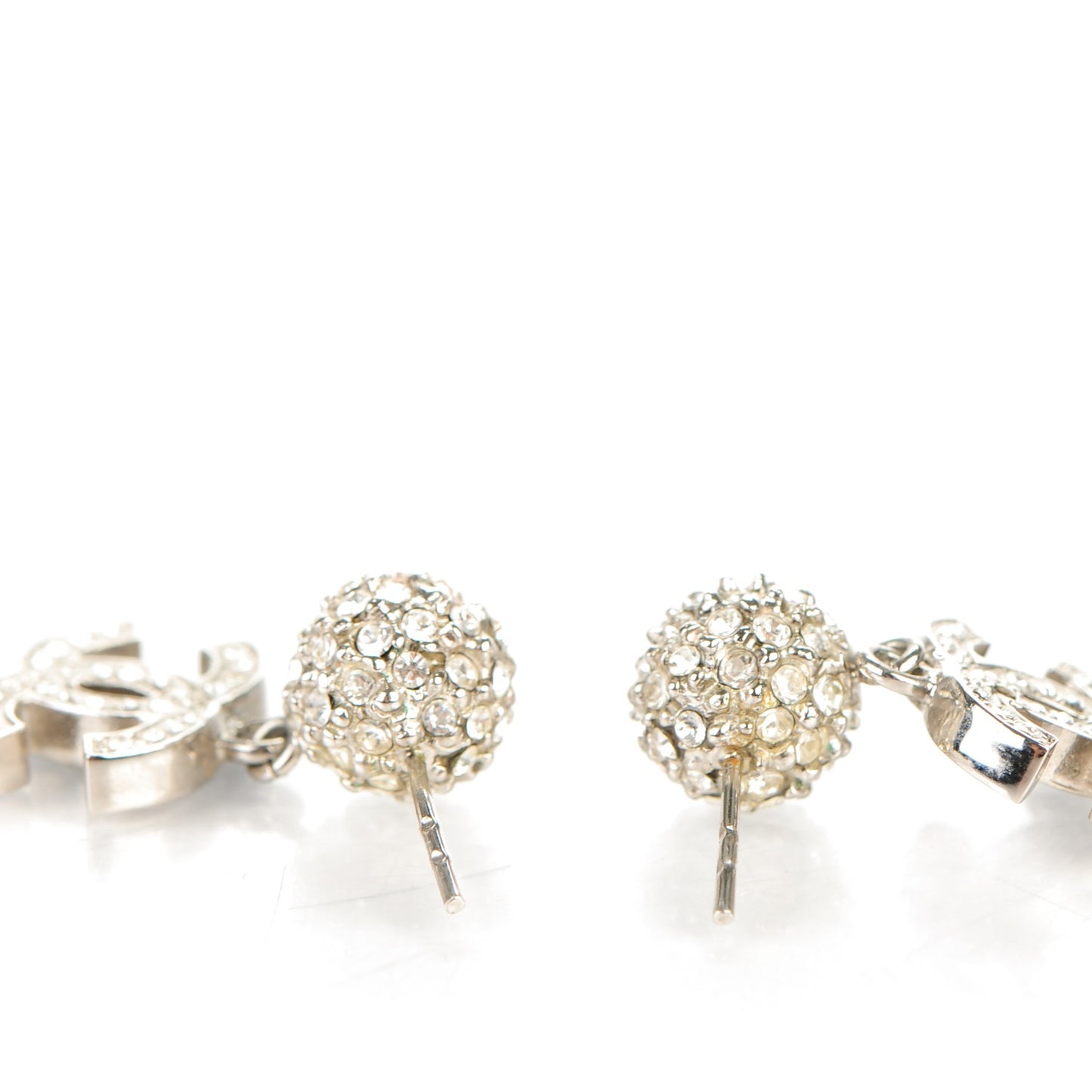 Crystal CC Drop Earrings Silver