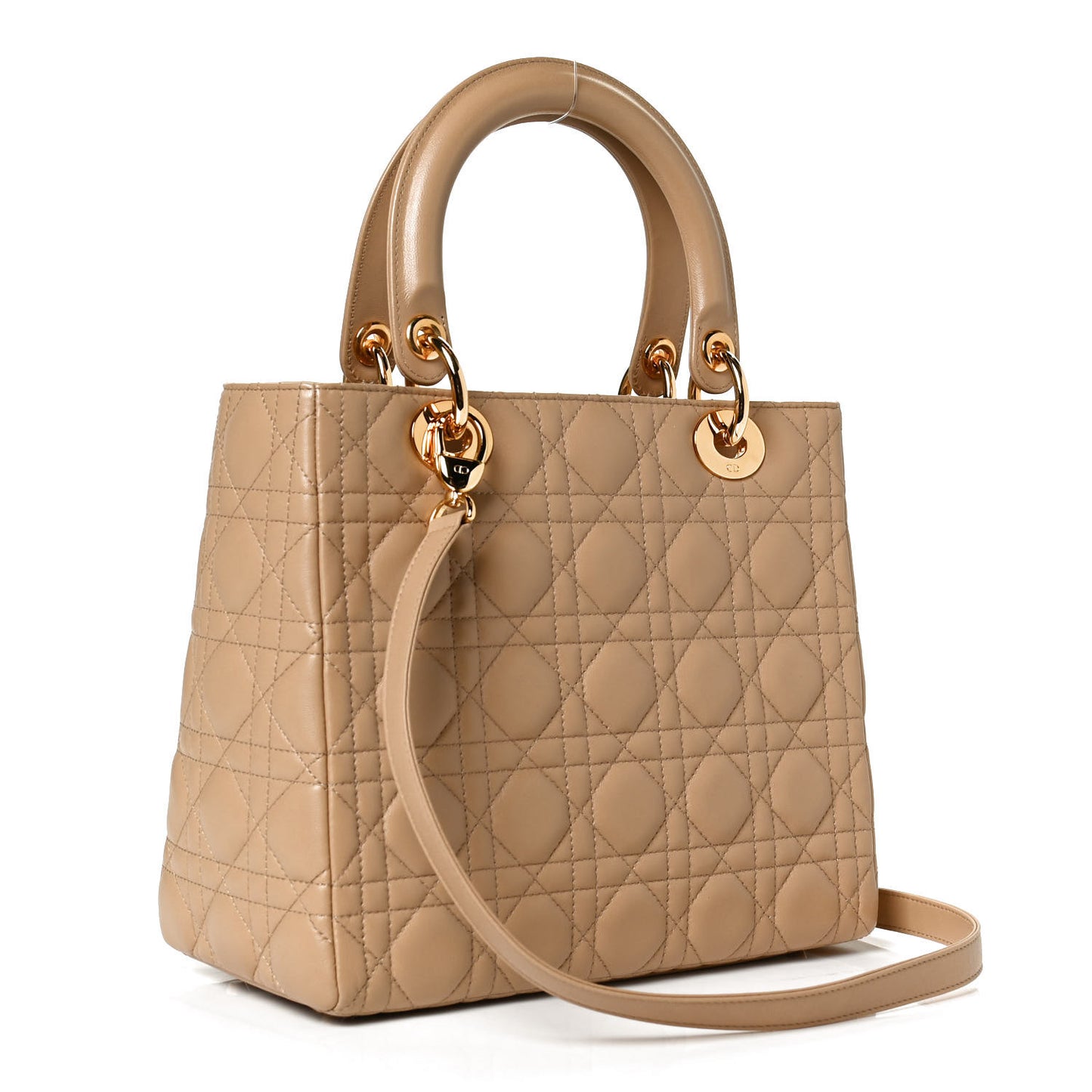 Lambskin Cannage Medium Lady Dior Beige