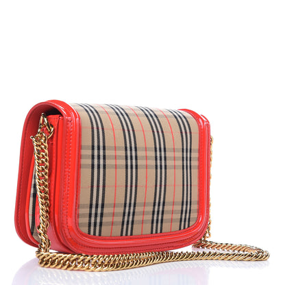 Burberry Patent 1983 Knight Check Link Shoulder Bag Bright Red 3 of 9