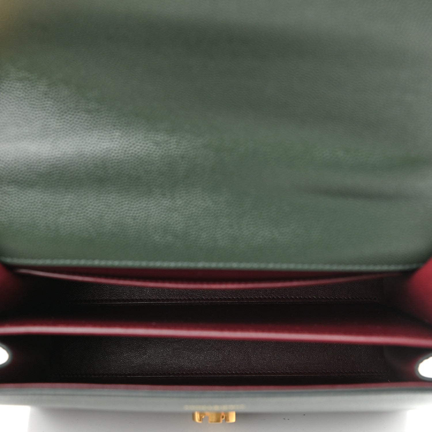 Saint Laurent Grain de Poudre Medium Classic Monogram Cassandra Top Handle Dark Green 4 of 10