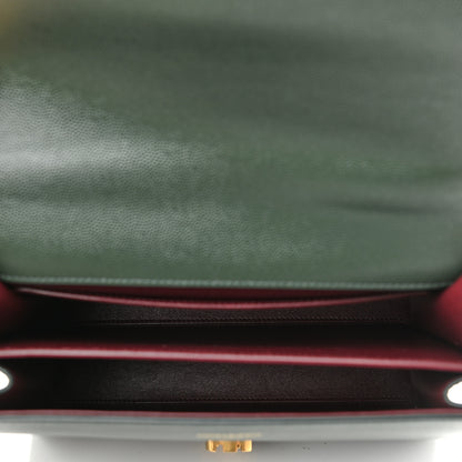 Saint Laurent Grain de Poudre Medium Classic Monogram Cassandra Top Handle Dark Green 4 of 10